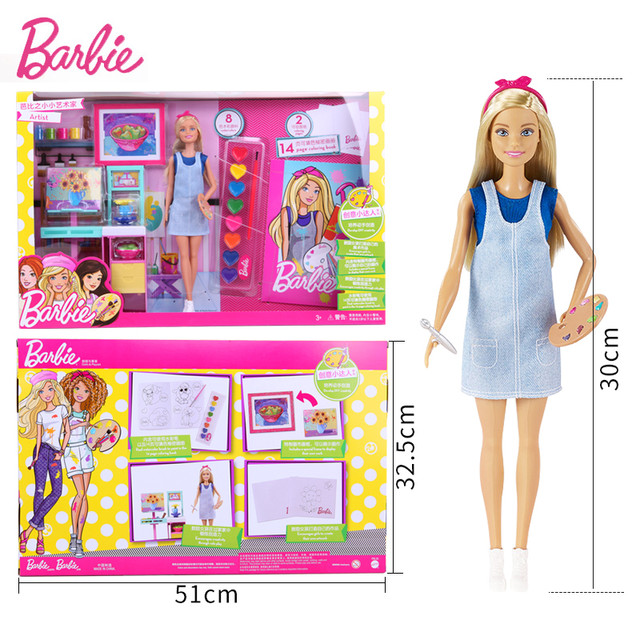 Boneca Barbie Genuína Pouco Artista Pintura Pequena Pessoa